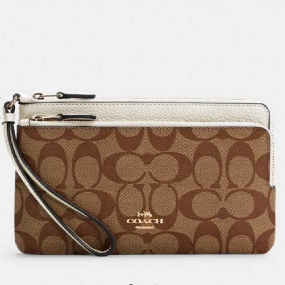 Coach Signature Double Zip Wristlet